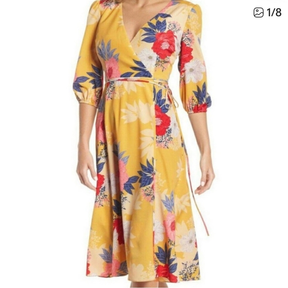 Eliza j floral wrap dress
